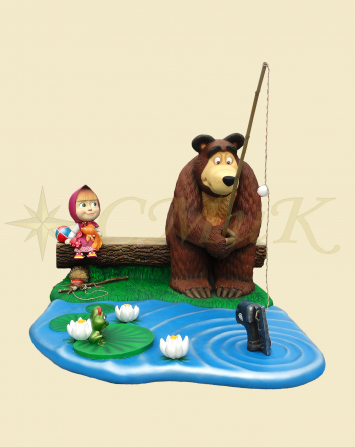 Фигурка Маша и медведь  на рыбалке